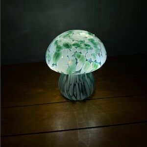 Elegant Green Glass Mushroom Lamp